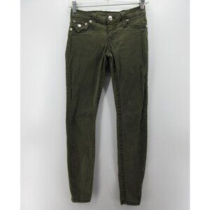 True Religion Jeans 25 Olive Legging Skinny Denim Stretch Lyocell *
